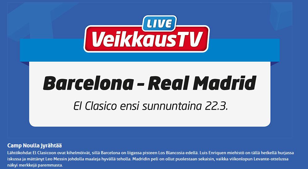 Veikkaus-TV esittää: El Clasico 22.3. klo 22